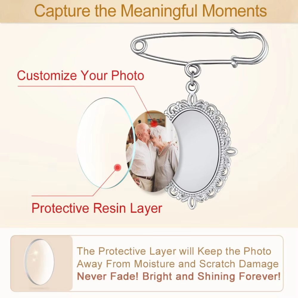 U7 Custom Photo Brooches Weddi - Photographic Memory ulasan dan harga