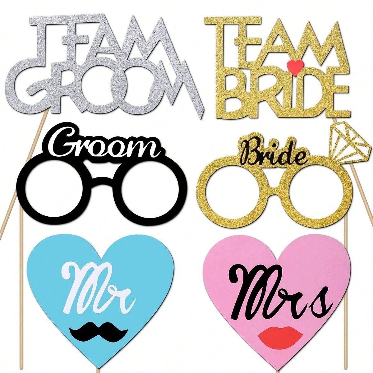 53pcs Wedding Photo Booth Prop - Photography Prompt ulasan dan harga